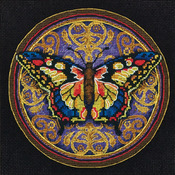 6"X6" 18 Count - Gold Petites Ornate Butterfly Counted Cross Stitch Kit
