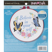 Learn - A - Craft Believe In Yourself Crewel Embroidery Kit-6" Round Stitched In