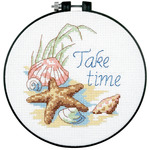 Learn - A - Craft Take Time Counted Cross Stitch Kit-6" Round 14 Count