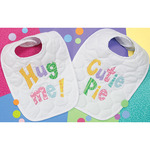 8-1/2"X11" Set Of 2 - Baby Hugs Cutie Patootie Bibs Stamped Cross Stitch Kit