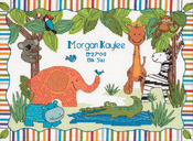 12"X9" 14 Count - Baby Hugs Mod Zoo Birth Record Counted Cross Stitch Kit