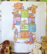 34"X43" - Baby Hugs Baby Drawers Quilt Stamped Cross Stitch Kit