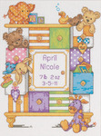 9"X12" 14 Count - Baby Hugs Baby Drawers Birth Record Counted Cross Stitch Kit