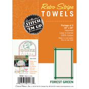 White W/Forest Green Stripe - Vintage Stripe Towel 18"X28" 3/Pkg