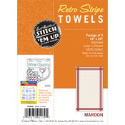 White W/Maroon Stripe - Vintage Stripe Towel 18"X28" 3/Pkg