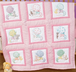 Sunbonnet Babies - Stamped White Nursery Quilt Blocks 9"X9" 12/Pkg