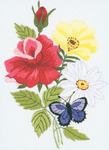 5"X7" Stitched In Floss - Butterfly & Floral Embroidery Kit