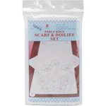 Stamped Dresser Scarf & Doilies Perle Edge - Starburst Of Hearts
