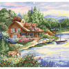 15"X15" 14 Count - Lakeside Cabin Counted Cross Stitch Kit