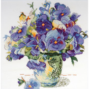 14"X14" 14 Count - Pansy Floral Counted Cross Stitch Kit