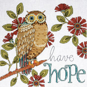 10"X10" 14 Count - Heartfelt Have Hope Owl Counted Cross Stitch Kit