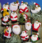 3"X4" Set Of 13 - Lots Of Santas Ornaments Felt Applique Kit