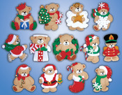 3"X4" Set Of 13 - Lots Of Bears Ornaments Felt Applique Kit