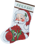 17" Long 14 Count - Winking Santa Stocking Counted Cross Stitch Kit