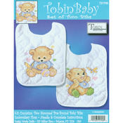 8"X10" Set Of 2 - Baby Bears Bib Pair Stamped Cross Stitch Kit