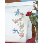 Birds - Stamped Pillowcases With White Perle Edge 2/Pkg