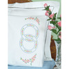 Wedding Rings - Stamped Pillowcases With White Lace Edge 2/Pkg