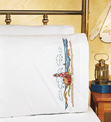 20"X30" - Lighthouse Pillowcase Pair Stamped Cross Stitch