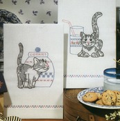 Kittens - Stamped Kitchen Towels For Embroidery