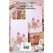 Floral Scroll - Stamped Kitchen Towels For Embroidery