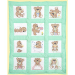 Teddy Bears - Stamped White Quilt Blocks 9"X9" 12/Pkg