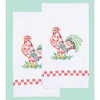Rooster - Stamped White Decorative Hand Towel 17"X28" One Pair