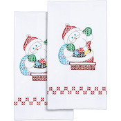 Santa - Stamped White Decorative Hand Towel 17"X28" One Pair