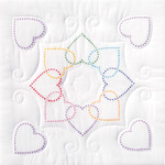 XX Hearts Circle - Stamped White Quilt Blocks 18"X18" 6/Pkg