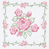 Rose Bouquet - Stamped White Quilt Blocks 18"X18" 6/Pkg