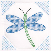 Dragonfly - Stamped White Quilt Blocks 9"X9" 12/Pkg