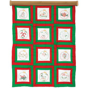 Ornaments - Themed Stamped White Quilt Blocks 9"X9" 12/Pkg