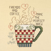 5"X6" 14 Count - Friends And Coffee Mini Counted Cross Stitch Kit