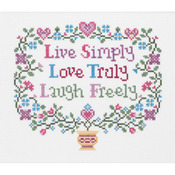 8"X7" 14 Count - Live, Love, Laugh Counted Cross Stitch Kit