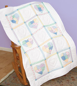 Patchwork Hearts - Stamped White Lap Quilt Top 40"X60"