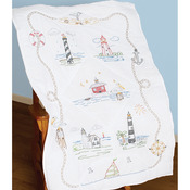 Lighthouses - Stamped White Lap Quilt Top 40"X60"