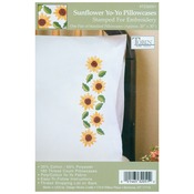 Sunflower Yo-Yo - Stamped Pillowcase Pair 20"X30" For Embroidery