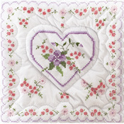 Lilac Hearts - Stamped White Quilt Blocks 18"X18" 6/Pkg