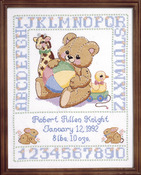 11"X14" - Bear Birth Sampler Stamped Cross Stitch Kit