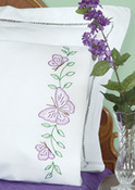 Circle Of Butterflies - Stamped Pillowcases With White Perle Edge 2/Pkg