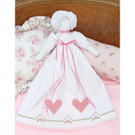 Chicken Scratch Hearts - Stamped White Pillowcase Doll Kit