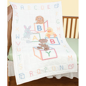 Baby Blocks - Stamped White Quilt Crib Top 40"X60"