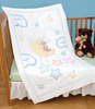Bear On The Moon - Stamped White Quilt Crib Top 40"X60"