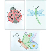 Cute As A Bug - Stamped Embroidery Kit Beginner Samplers 6"X8" 3/Pkg
