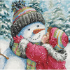 6"X6" 18 Count - Gold Petites A Kiss For Snowman Counted Cross Stitch Kit