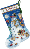 16" Long 18 Count - Gold Collection Snowman & Friends Stocking Counted Cross Sti