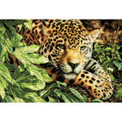 16"X11" 14 Count - Gold Collection Leopard In Repose Counted Cross Stitch Kit