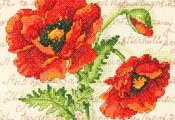 7"X5" 14 Count - Poppy Pair Mini Counted Cross Stitch Kit