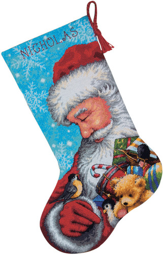 Cotton 16 Long Stitched in Floss DIMENSIONS Stocking Santa&Toys 