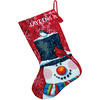 16" Long Stitched In Wool & Floss - Snowman And Friends Stocking Needlepoint Kit