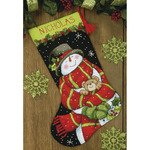 16" Long Stitched In Floss - Snowman & Bear Stocking Needlepoint Kit